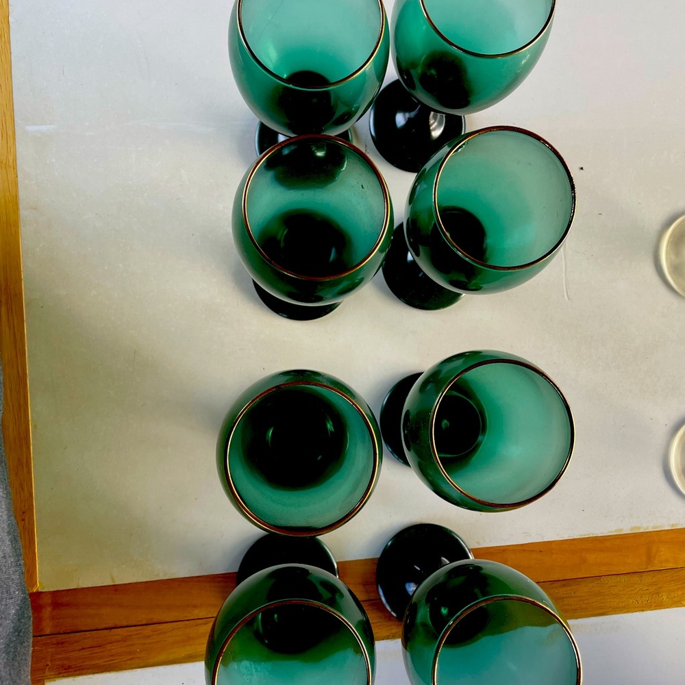 Vintage Green glassware 8 pieces